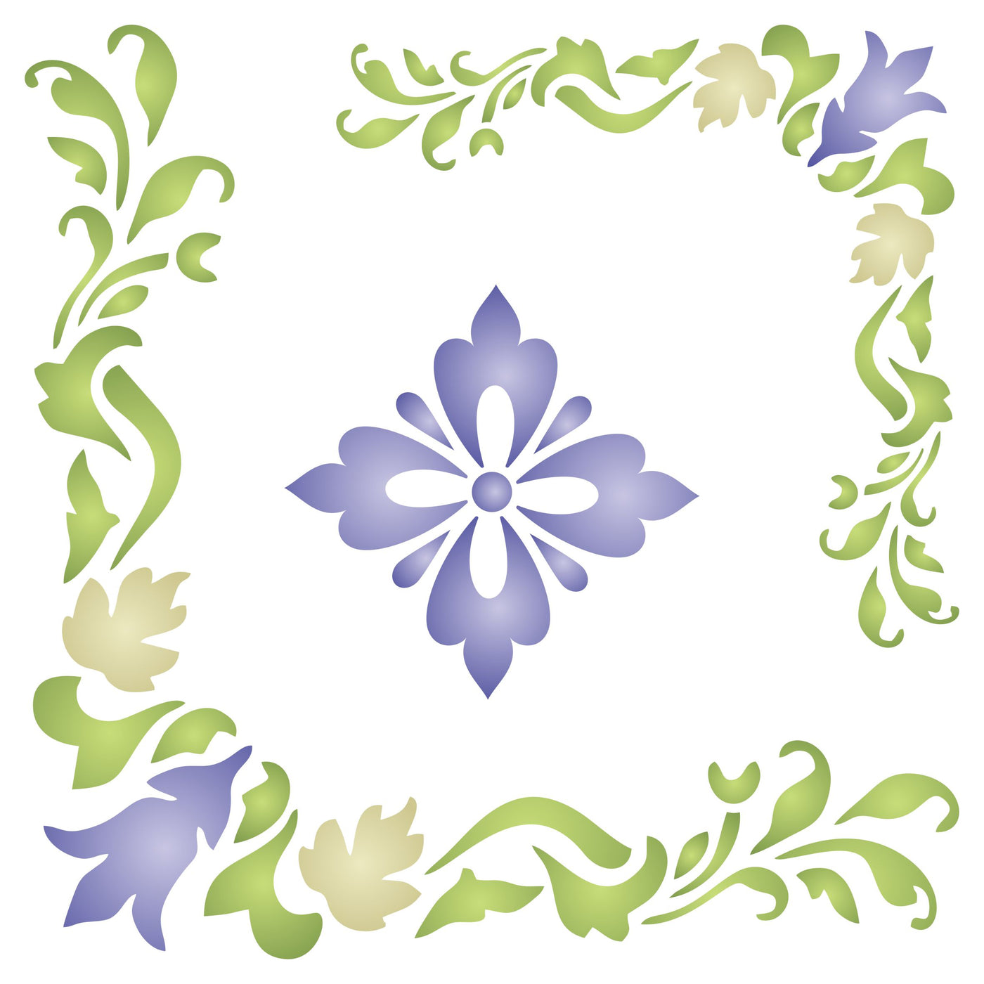 Accent Corners Stencil - Classic Flower Corner Design