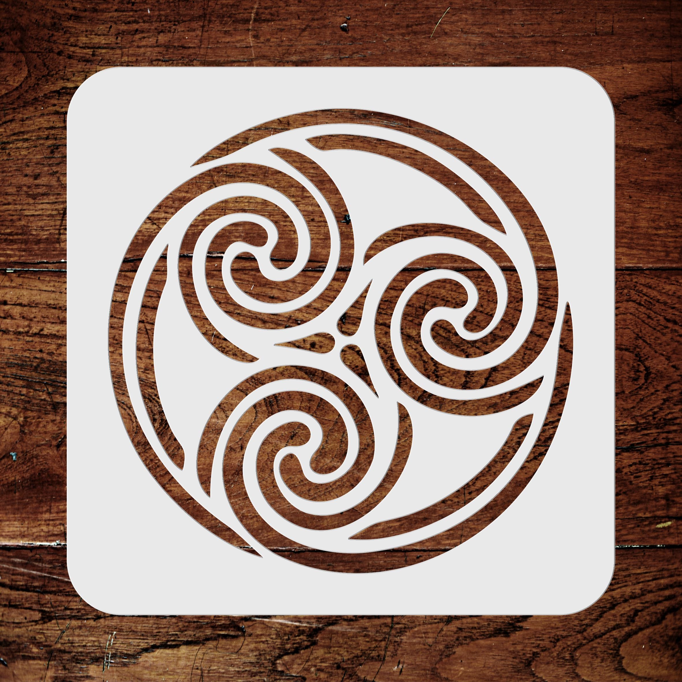 Celtic Spiral Stencil - Triskelion Triple Spiral Cycle of Life