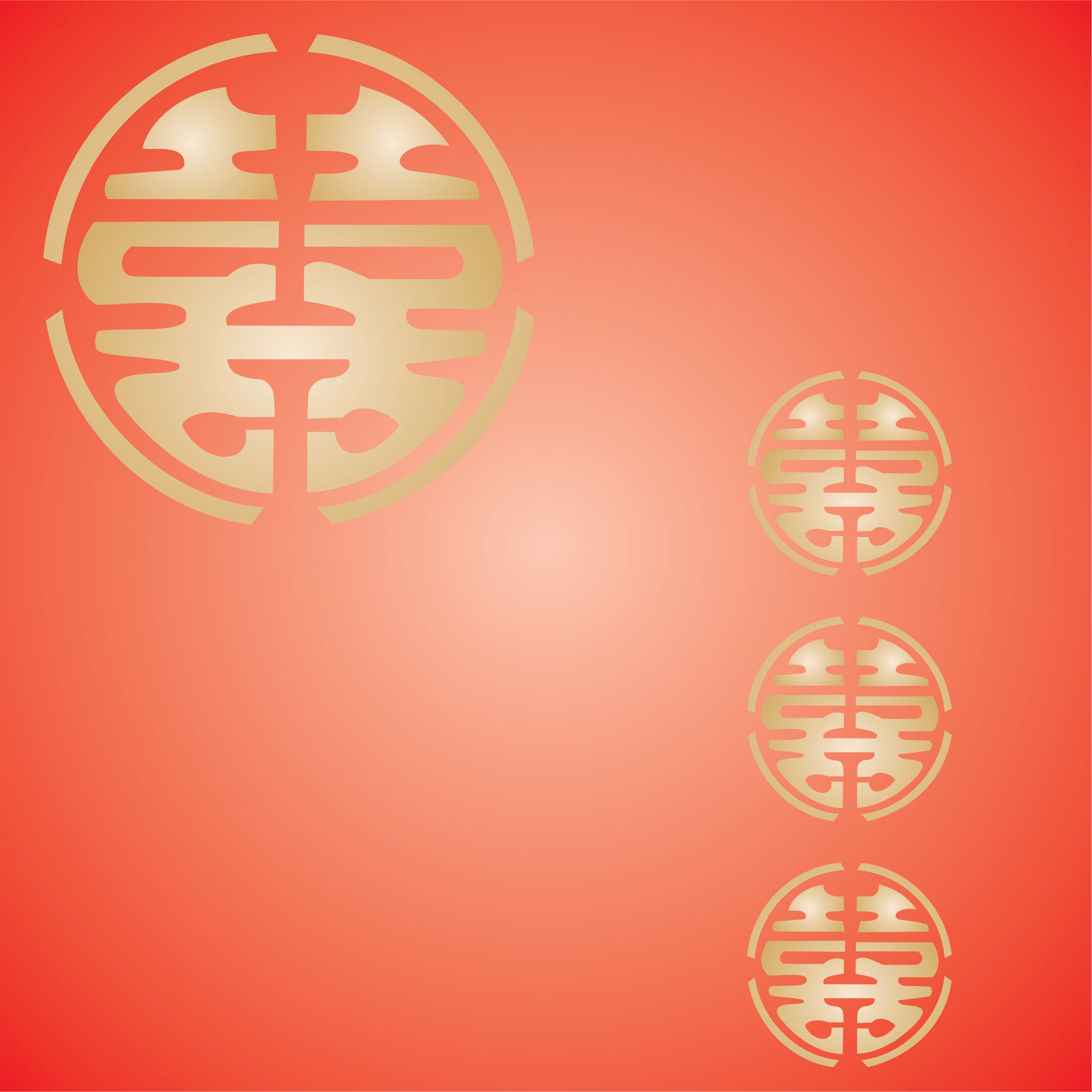 Double Happiness Stencil - Oriental Asian Chinese Symbol