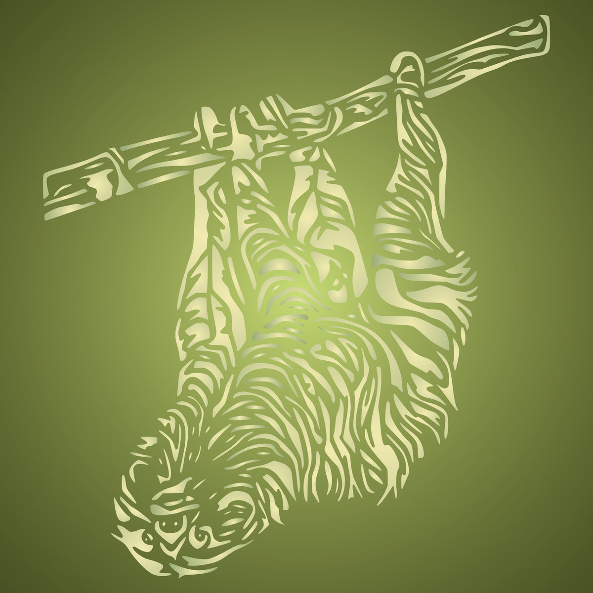 Sloth Stencil - Slow Upside Down South America Tree Dweller