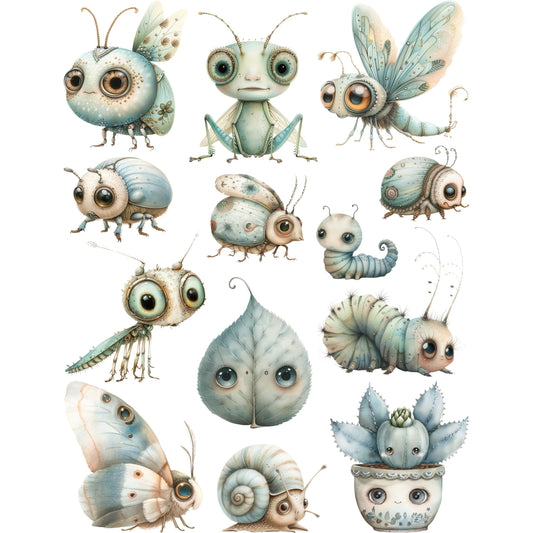 Cute Bugs Decoupage Rice Paper, 20.32 x 26.67 cm - for Decoupage Scrapbooking Craft