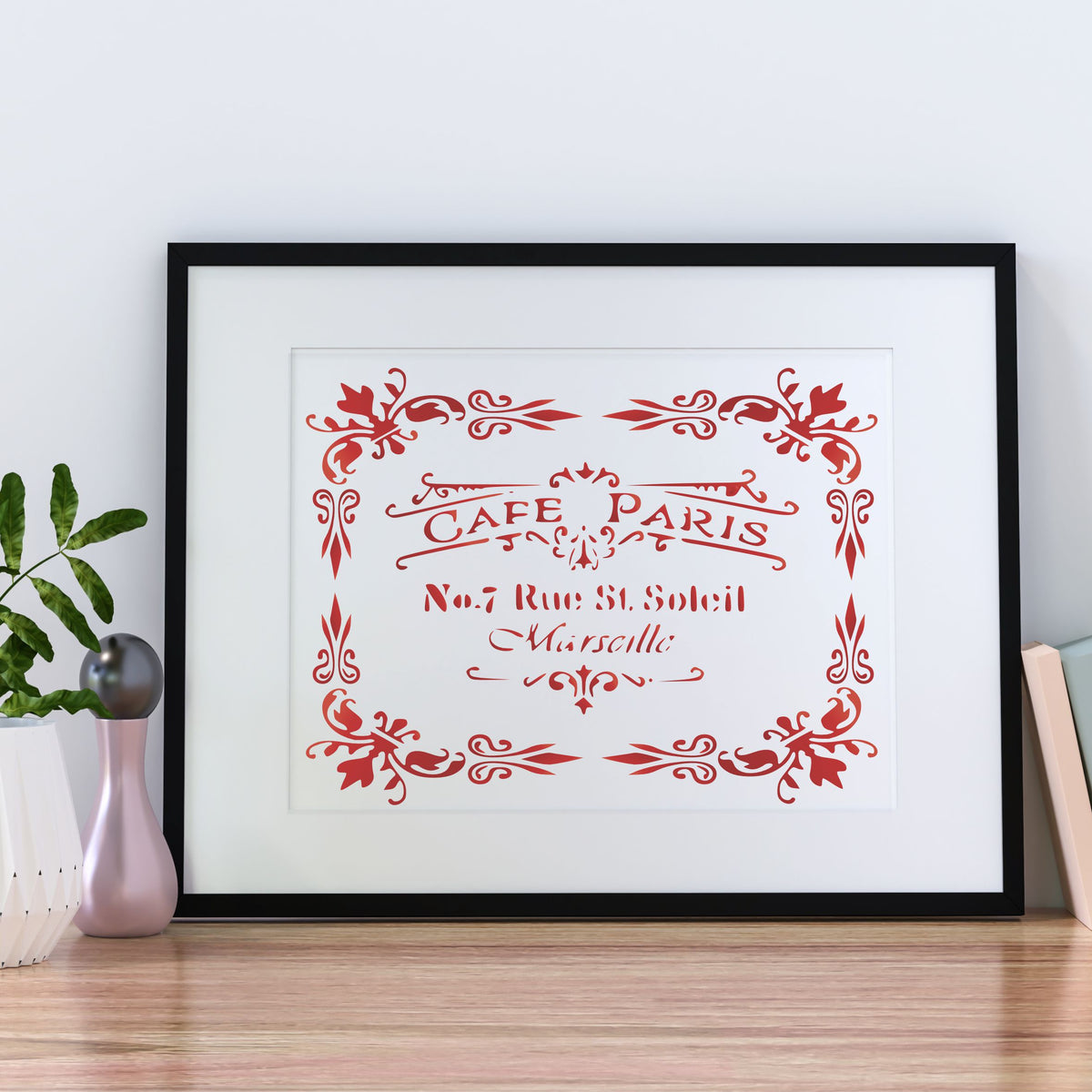 Cafe Paris Stencil, 26.67 x 21.59 cm - Vintage French Themed Sign Label