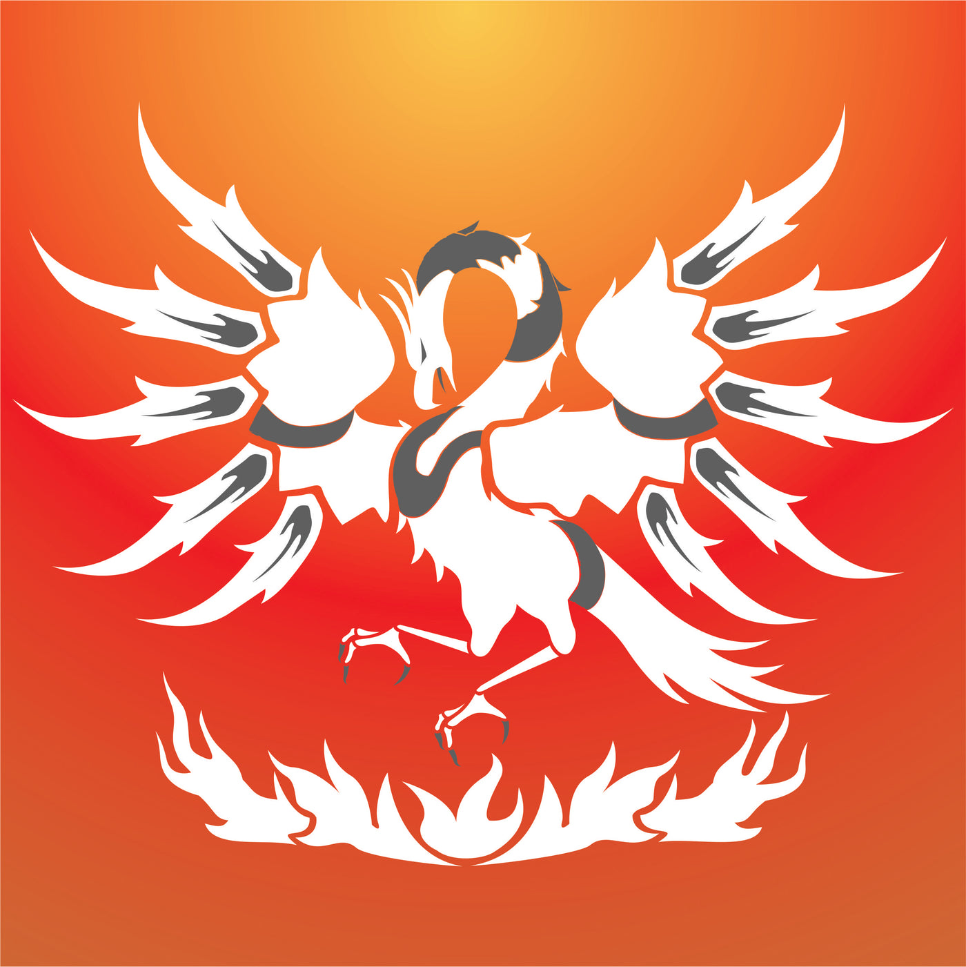 Phoenix Stencil - Classic Mythical Dragon Art Decor