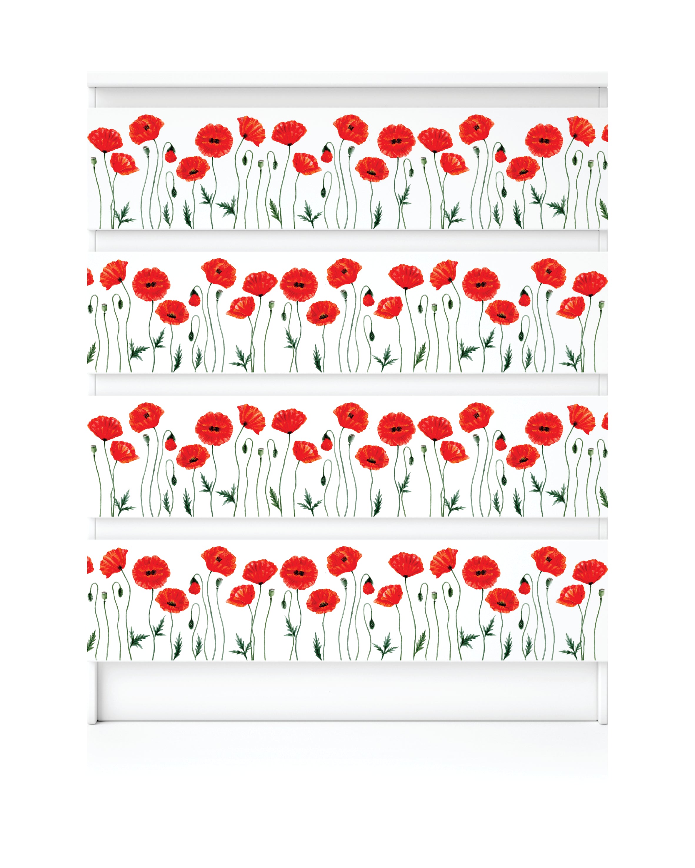 Poppy 2 Border Rice Paper- 18 Sheets Printed Mulberry Paper Border 36gsm