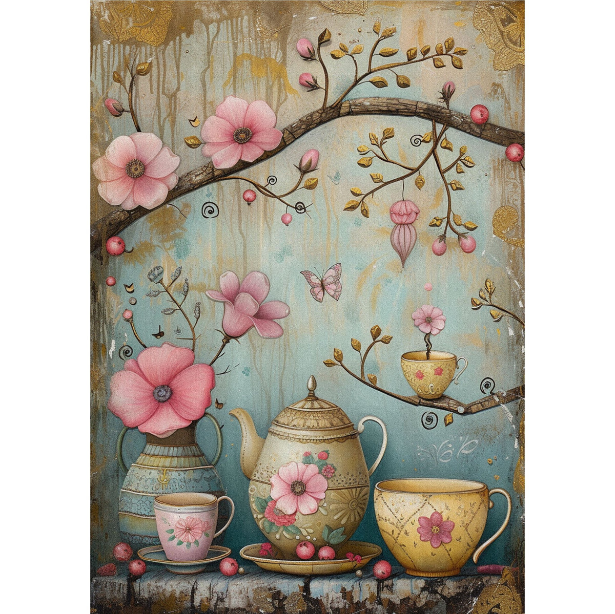Tea Tand Macaroons Decoupage Rice Paper, 20.32 x 26.67 cm - for Scrapbooking Cards Crafts
