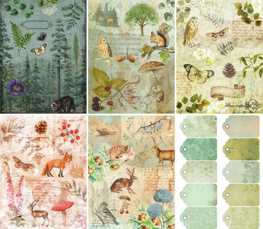 Woodland Rice Paper, 20.32 x 26.67 cm - for Decoupage Scrapbooking Craft