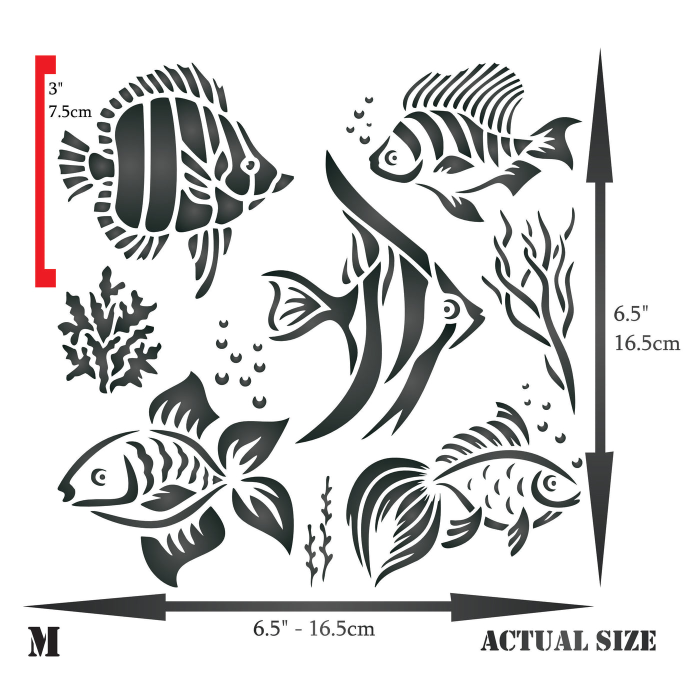 Fish Stencil - Sea Reef Fish Seaweed