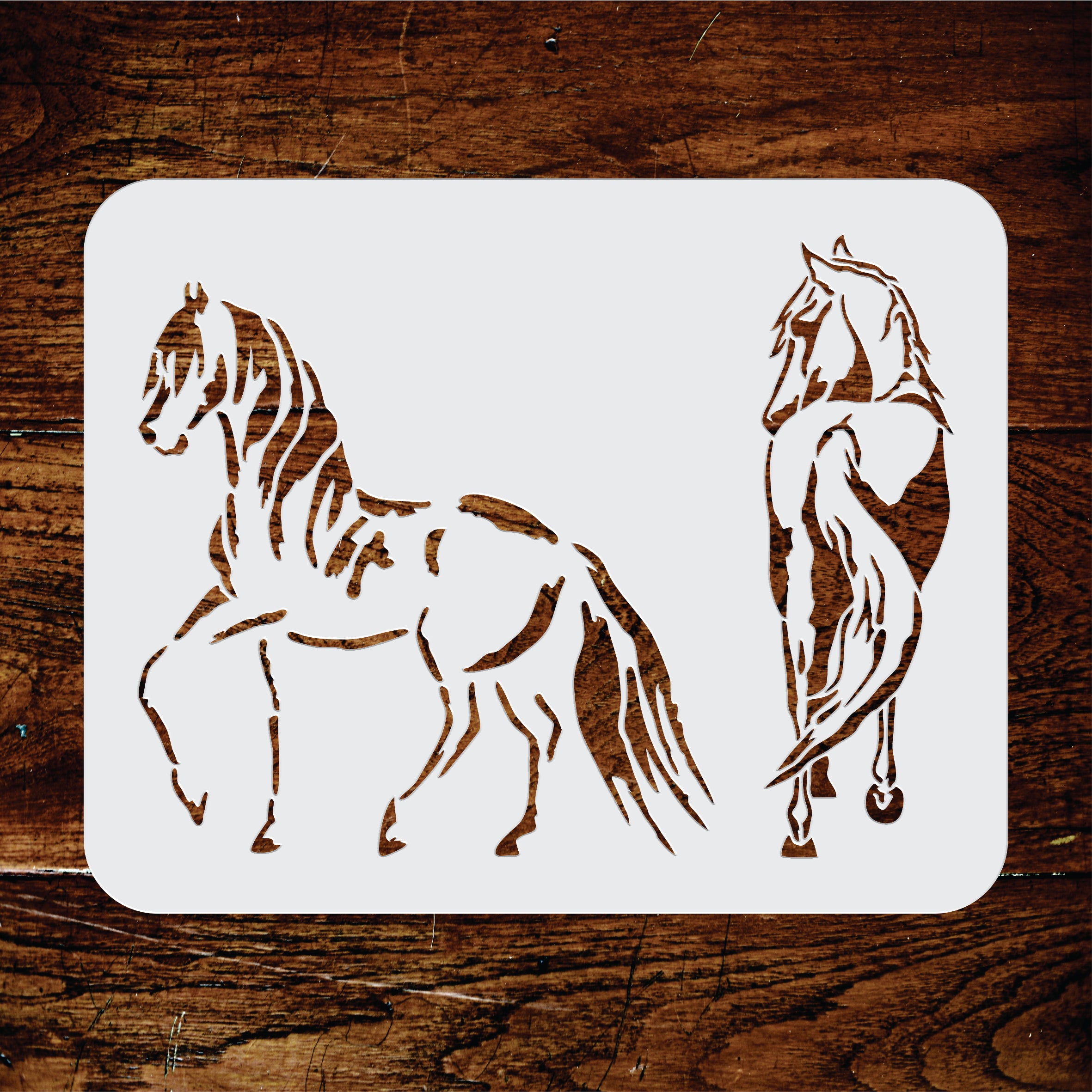 Wild Horses Stencil - Decorative Farm Animal Equine Pony Horse