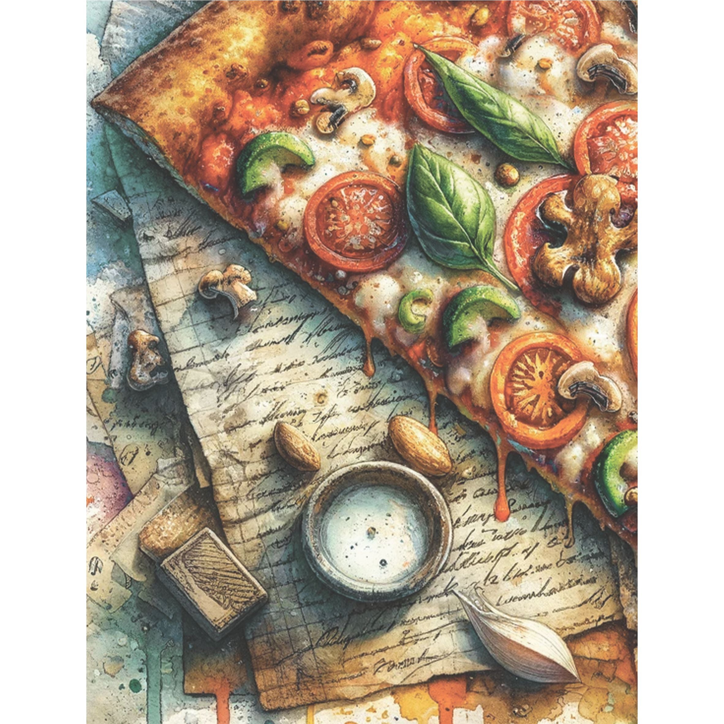 Pizza Rice Paper, 8 x 10.5 inch - for Decoupage Scrapbooking Cards Crafts